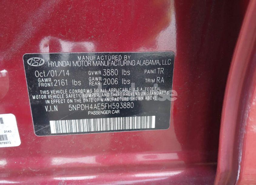 Photo 9 of 2015 Hyundai Elantra SE (VIN 5NPDH4AE5FH593880)