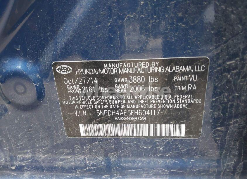 Photo 9 of 2015 Hyundai Elantra SE (VIN 5NPDH4AE5FH604117)