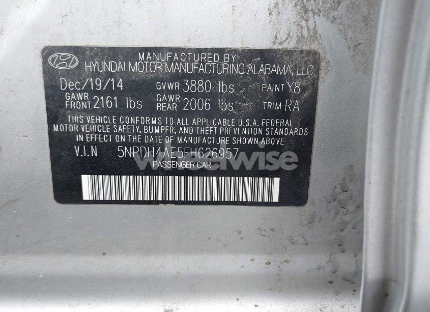 Photo 9 of 2015 Hyundai Elantra SE (VIN 5NPDH4AE5FH626957)