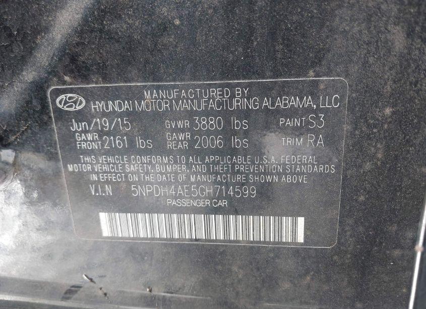 Photo 9 of 2016 Hyundai Elantra SE (VIN 5NPDH4AE5GH714599)