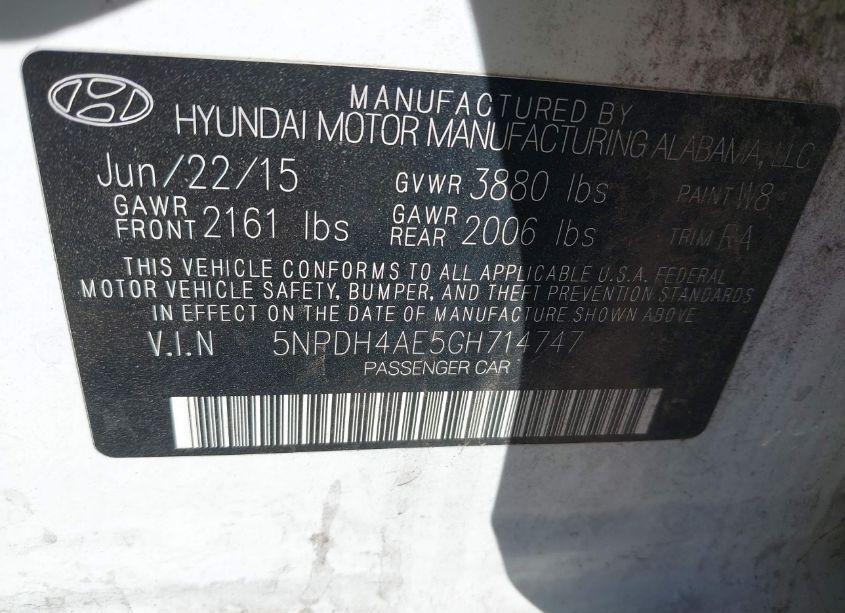 Photo 9 of 2016 Hyundai Elantra SE (VIN 5NPDH4AE5GH714747)