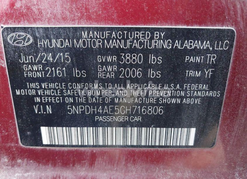 Photo 9 of 2016 Hyundai Elantra SE (VIN 5NPDH4AE5GH716806)