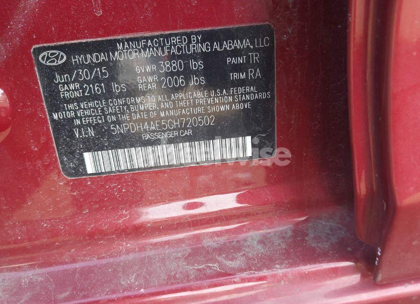 Photo 9 of 2016 Hyundai Elantra SE (VIN 5NPDH4AE5GH720502)