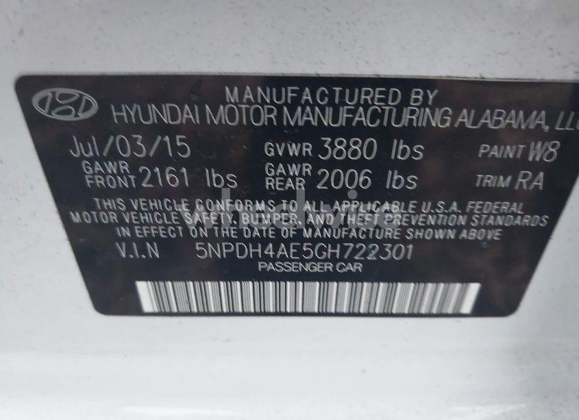 Photo 9 of 2016 Hyundai Elantra SE (VIN 5NPDH4AE5GH722301)