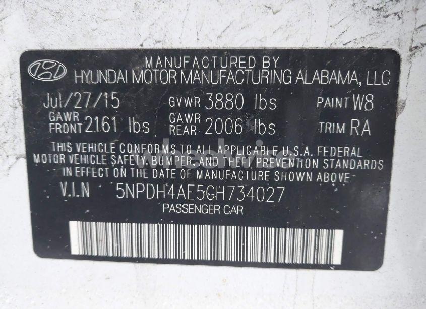 Photo 9 of 2016 Hyundai Elantra SE (VIN 5NPDH4AE5GH734027)