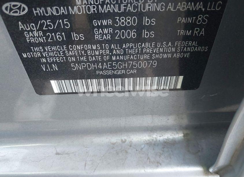 Photo 9 of 2016 Hyundai Elantra SE (VIN 5NPDH4AE5GH750079)