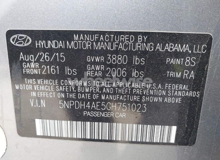 Photo 9 of 2016 Hyundai Elantra SE (VIN 5NPDH4AE5GH751023)