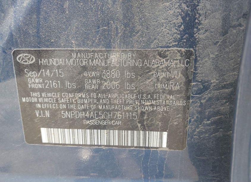 Photo 9 of 2016 Hyundai Elantra SE (VIN 5NPDH4AE5GH761115)