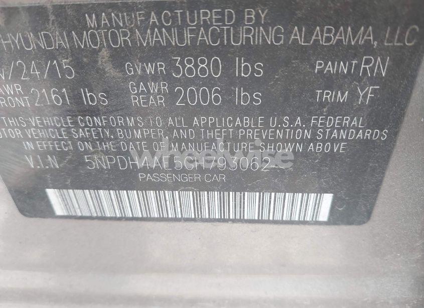 Photo 9 of 2016 Hyundai Elantra SE (VIN 5NPDH4AE5GH793062)