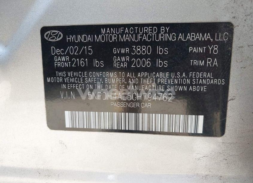 Photo 9 of 2016 Hyundai Elantra SE (VIN 5NPDH4AE5GH794762)