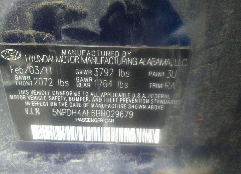 Photo 9 of 2011 Hyundai Elantra GLS (VIN 5NPDH4AE6BH029679)