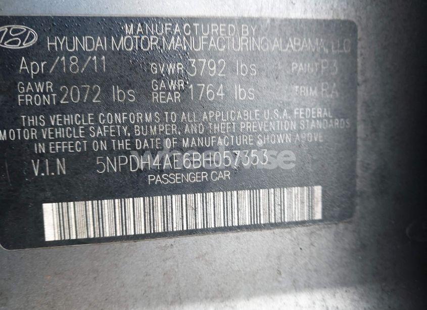 Photo 9 of 2011 Hyundai Elantra GLS (VIN 5NPDH4AE6BH057353)