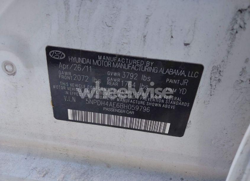 Photo 9 of 2011 Hyundai Elantra GLS (VIN 5NPDH4AE6BH059796)