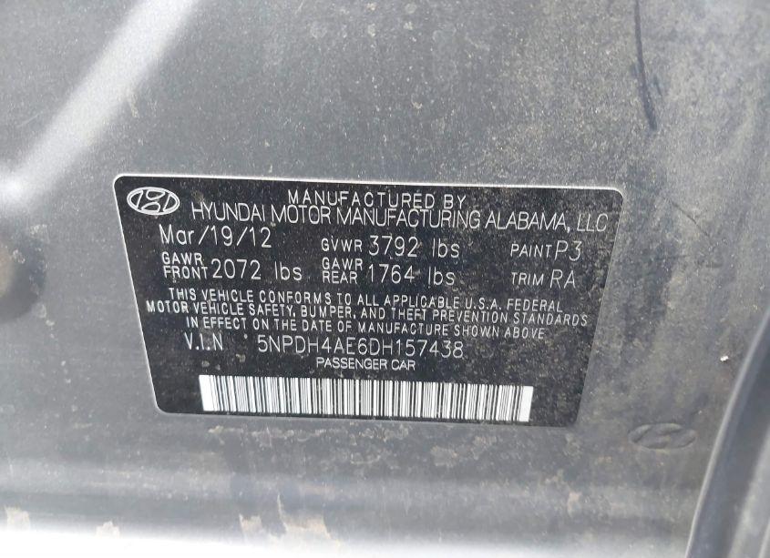 Photo 9 of 2013 Hyundai Elantra GLS (VIN 5NPDH4AE6DH157438)