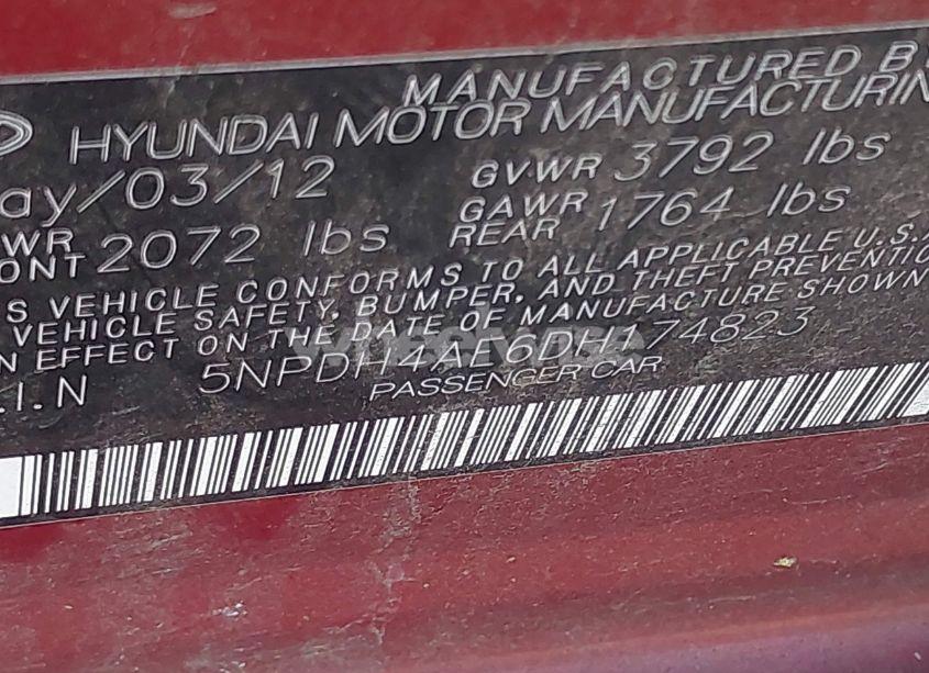 Photo 9 of 2013 Hyundai Elantra LIMITED (VIN 5NPDH4AE6DH174823)