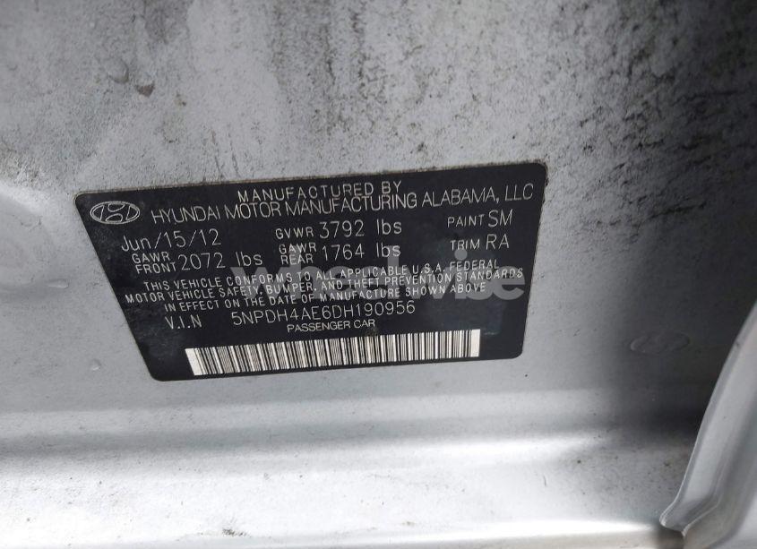 Photo 9 of 2013 Hyundai Elantra GLS (VIN 5NPDH4AE6DH190956)