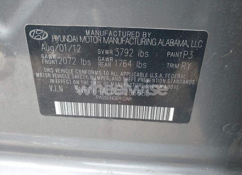 Photo 9 of 2013 Hyundai Elantra LIMITED (VIN 5NPDH4AE6DH206685)