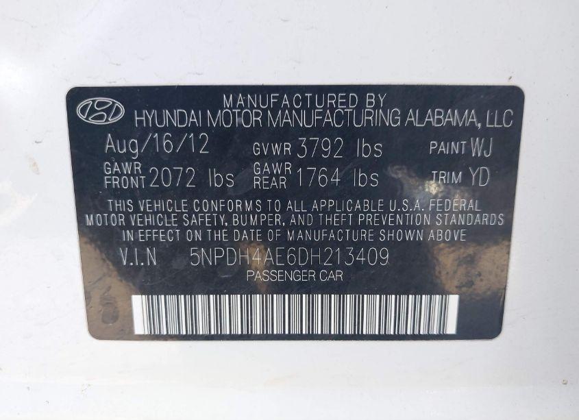 Photo 9 of 2013 Hyundai Elantra GLS (VIN 5NPDH4AE6DH213409)