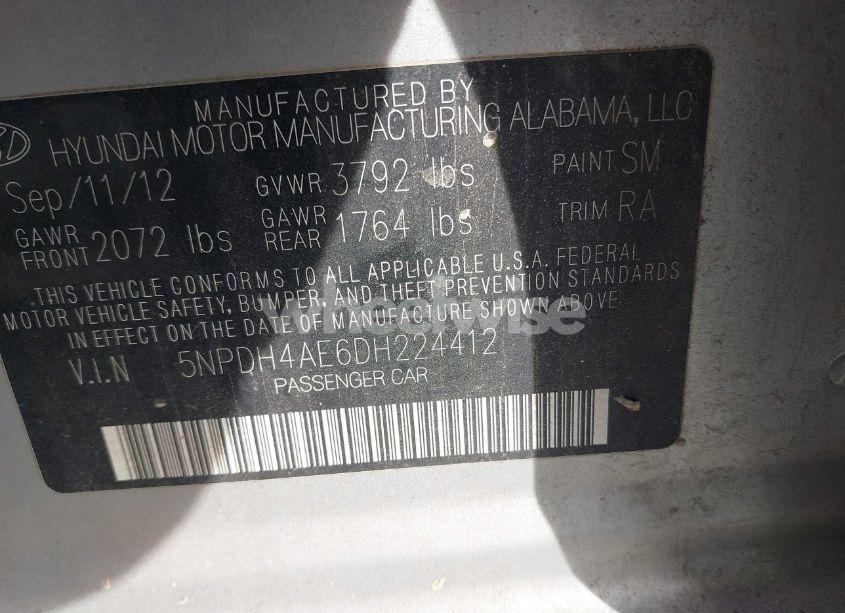 Photo 9 of 2013 Hyundai Elantra GLS (VIN 5NPDH4AE6DH224412)