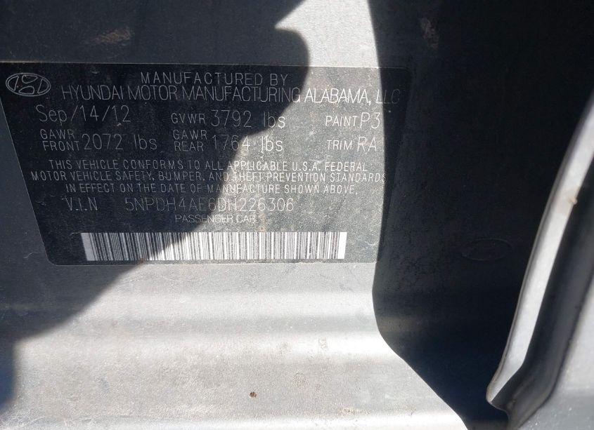 Photo 9 of 2013 Hyundai Elantra GLS (VIN 5NPDH4AE6DH226306)