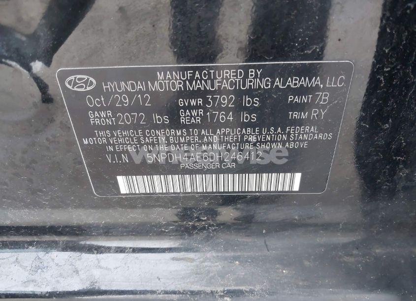 Photo 9 of 2013 Hyundai Elantra LIMITED (VIN 5NPDH4AE6DH246412)