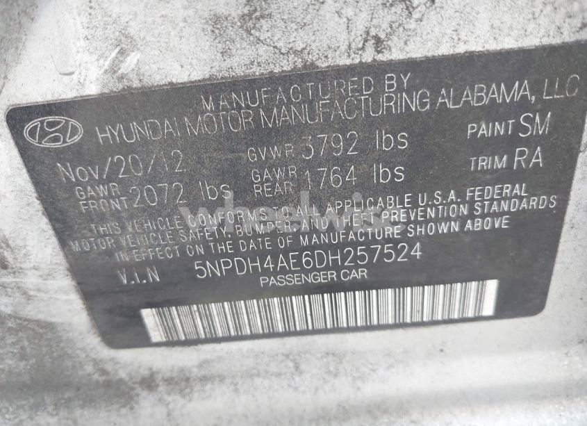 Photo 9 of 2013 Hyundai Elantra GLS (VIN 5NPDH4AE6DH257524)