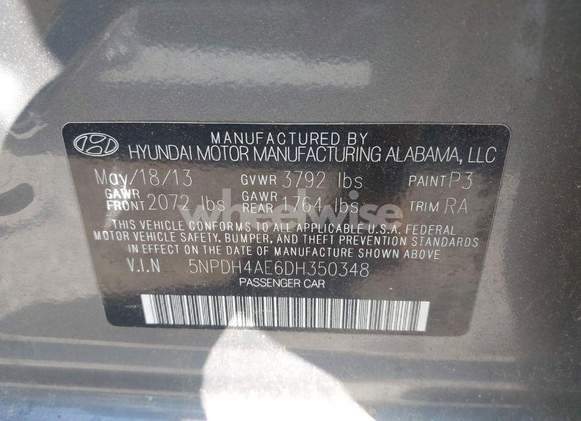 Photo 9 of 2013 Hyundai Elantra GLS (VIN 5NPDH4AE6DH350348)