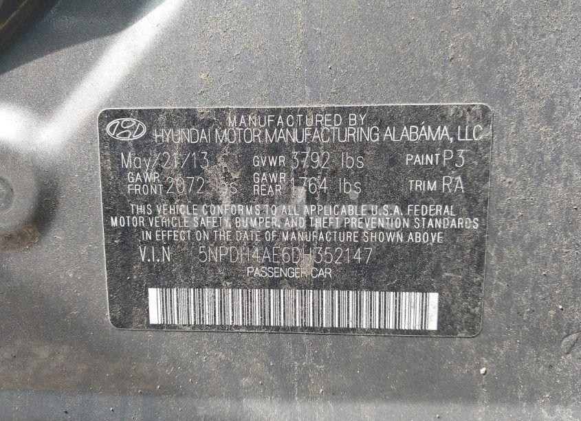 Photo 9 of 2013 Hyundai Elantra GLS (VIN 5NPDH4AE6DH352147)