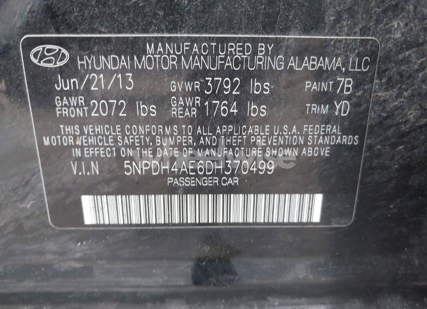 Photo 9 of 2013 Hyundai Elantra LIMITED (VIN 5NPDH4AE6DH370499)