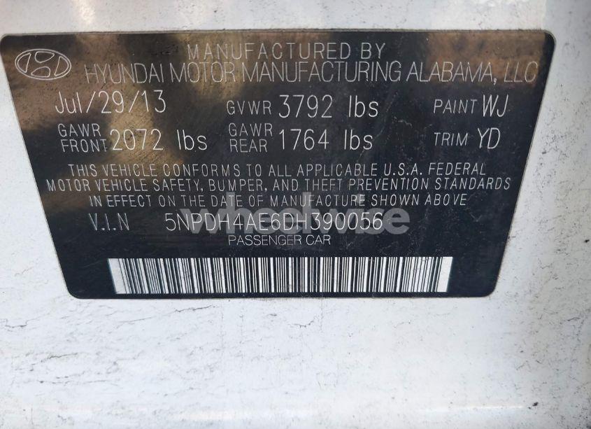 Photo 9 of 2013 Hyundai Elantra GLS (VIN 5NPDH4AE6DH390056)