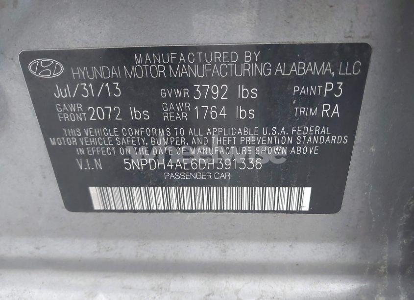 Photo 9 of 2013 Hyundai Elantra GLS (VIN 5NPDH4AE6DH391336)