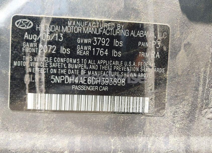 Photo 9 of 2013 Hyundai Elantra GLS (VIN 5NPDH4AE6DH393698)