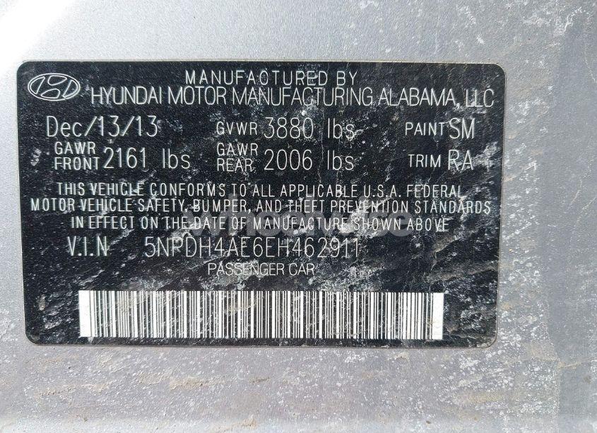 Photo 9 of 2014 Hyundai Elantra SE (VIN 5NPDH4AE6EH462911)