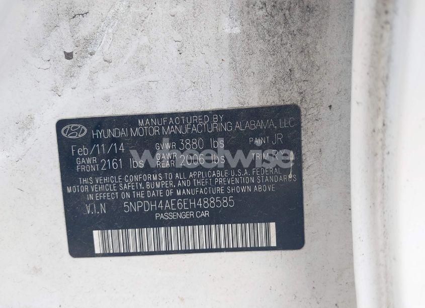 Photo 9 of 2014 Hyundai Elantra LIMITED (VIN 5NPDH4AE6EH488585)