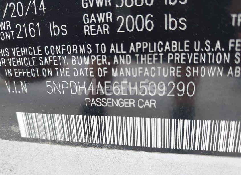 Photo 9 of 2014 Hyundai Elantra LIMITED (VIN 5NPDH4AE6EH509290)