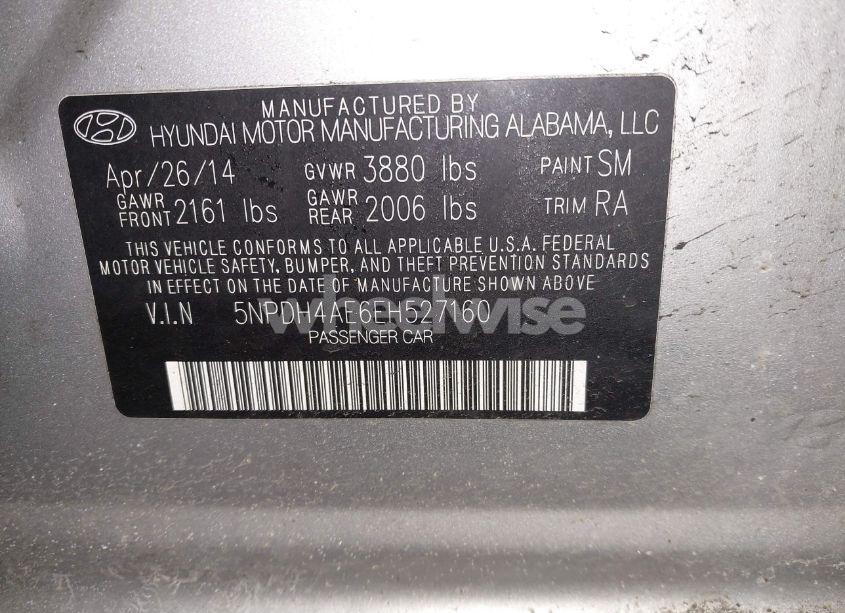 Photo 9 of 2014 Hyundai Elantra SE (VIN 5NPDH4AE6EH527160)