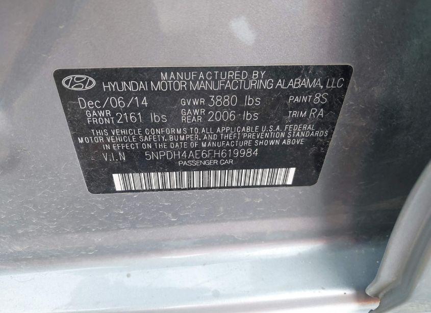 Photo 9 of 2015 Hyundai Elantra SE (VIN 5NPDH4AE6FH619984)