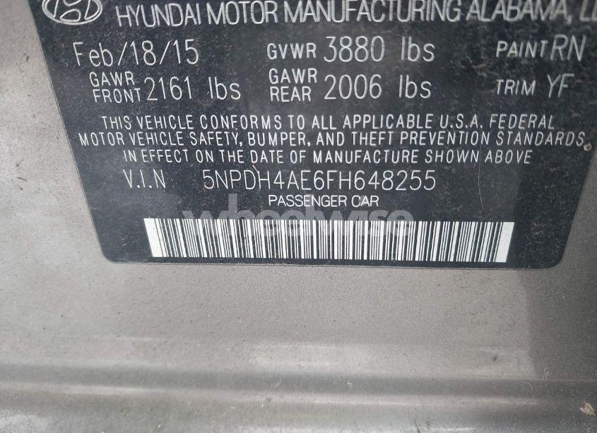 Photo 9 of 2015 Hyundai Elantra SE (VIN 5NPDH4AE6FH648255)