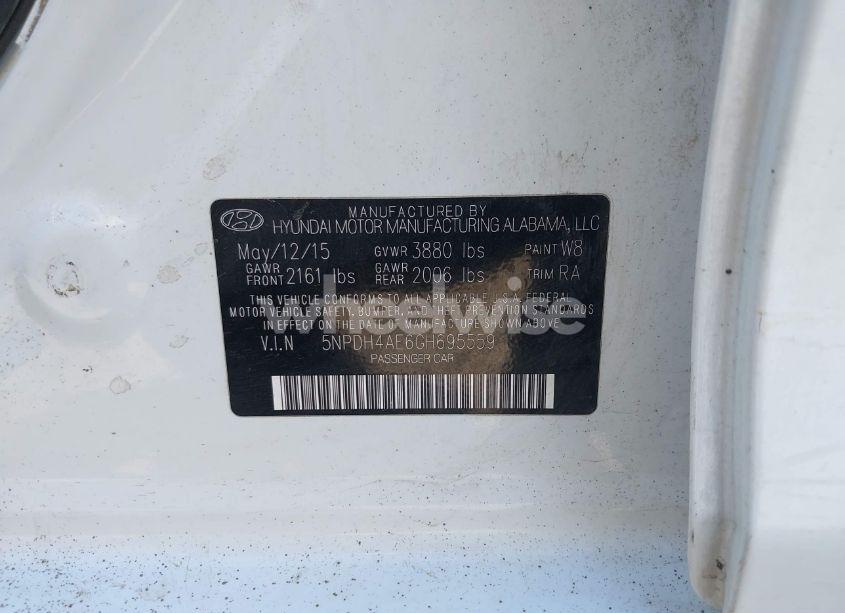 Photo 9 of 2016 Hyundai Elantra SE (VIN 5NPDH4AE6GH695559)