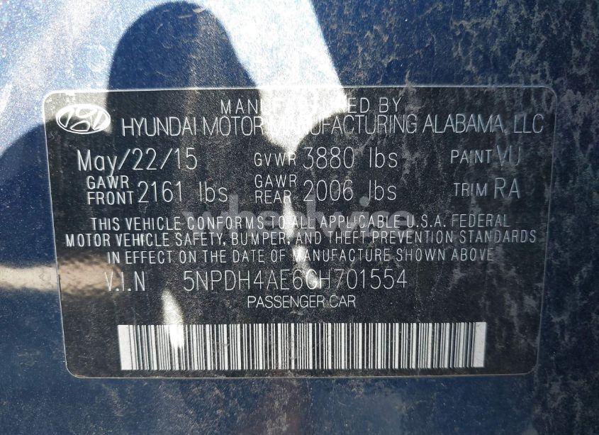 Photo 9 of 2016 Hyundai Elantra SE (VIN 5NPDH4AE6GH701554)