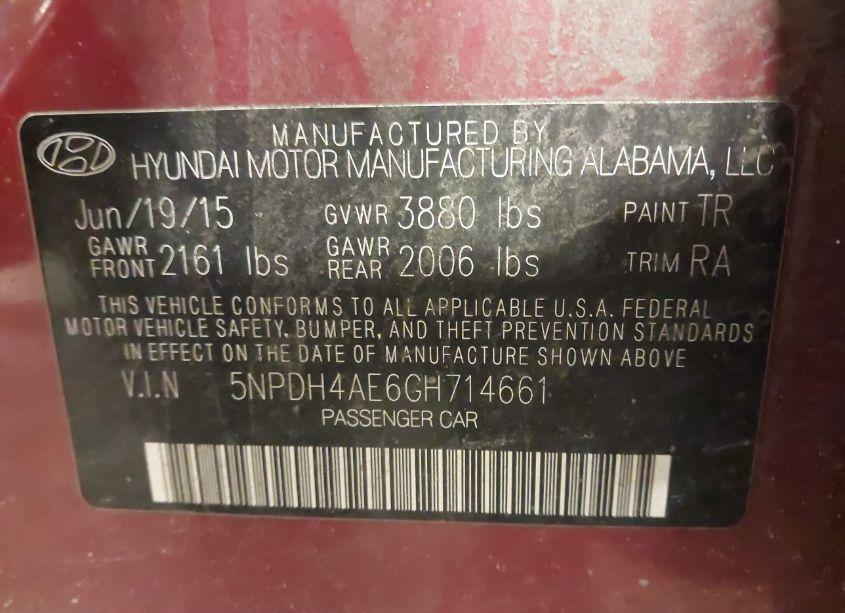 Photo 9 of 2016 Hyundai Elantra SE (VIN 5NPDH4AE6GH714661)