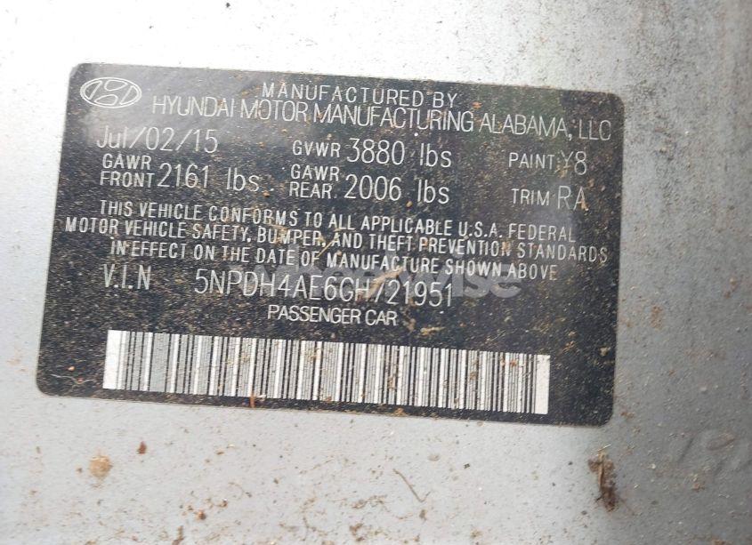 Photo 9 of 2016 Hyundai Elantra SE (VIN 5NPDH4AE6GH721951)