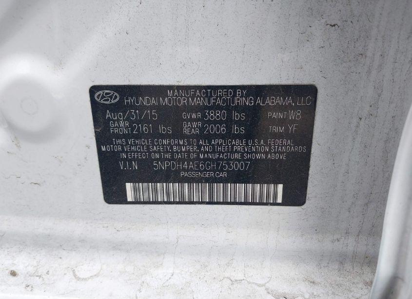 Photo 9 of 2016 Hyundai Elantra SE (VIN 5NPDH4AE6GH753007)