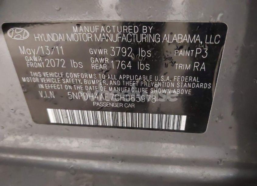 Photo 9 of 2012 Hyundai Elantra GLS (VIN 5NPDH4AE7CH065978)