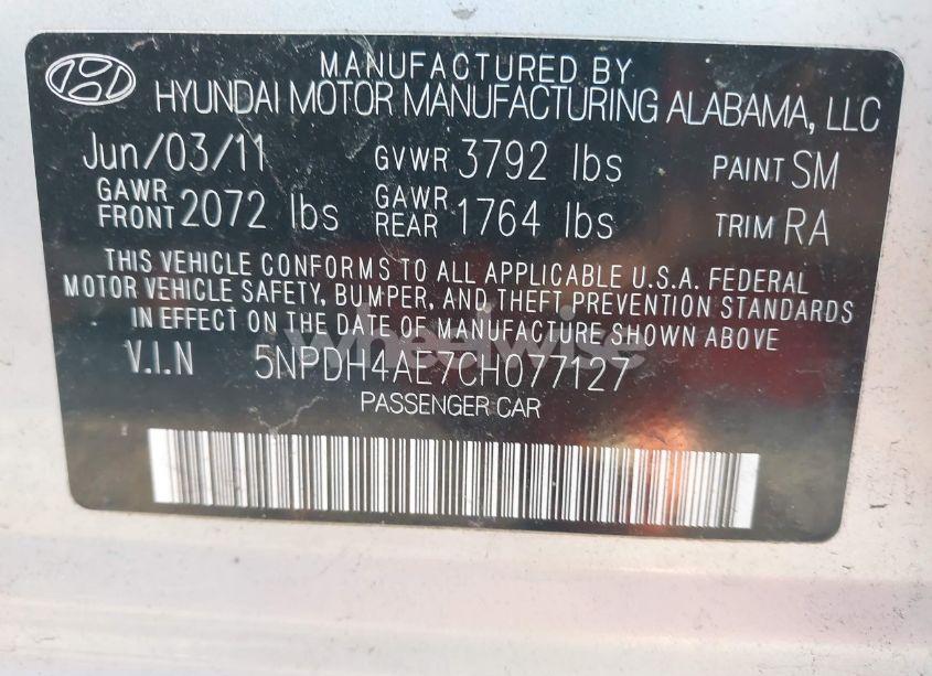 Photo 9 of 2012 Hyundai Elantra GLS (VIN 5NPDH4AE7CH077127)