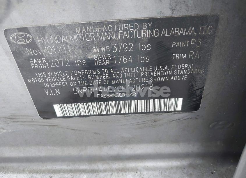 Photo 9 of 2012 Hyundai Elantra LIMITED (VIN 5NPDH4AE7CH120218)