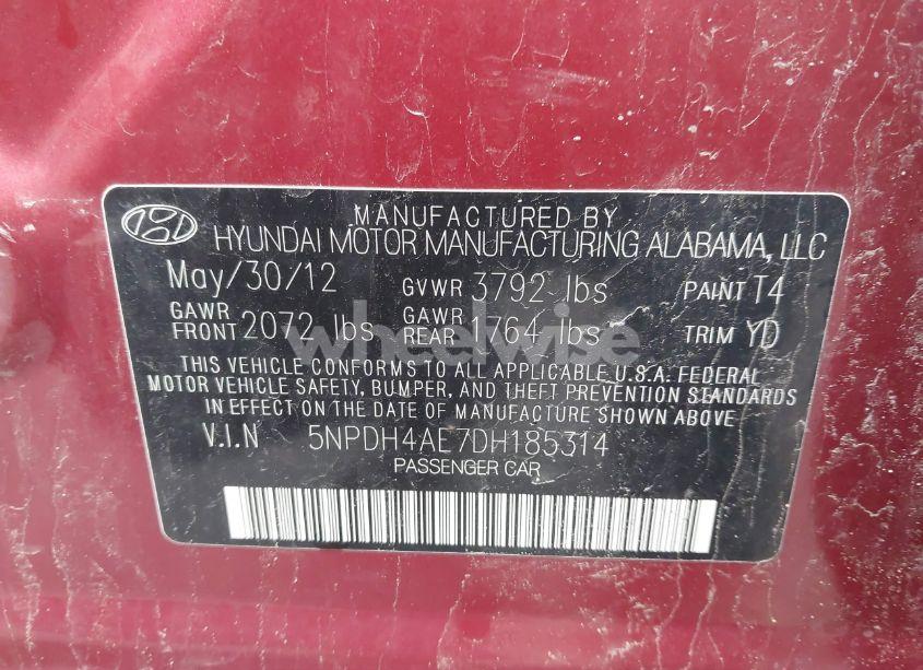 Photo 9 of 2013 Hyundai Elantra GLS (VIN 5NPDH4AE7DH185314)