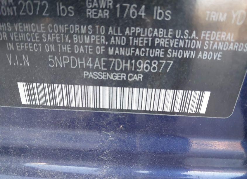 Photo 9 of 2013 Hyundai Elantra GLS (VIN 5NPDH4AE7DH196877)