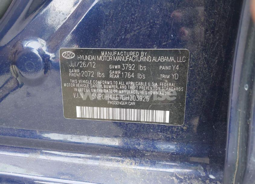 Photo 9 of 2013 Hyundai Elantra GLS (VIN 5NPDH4AE7DH203925)