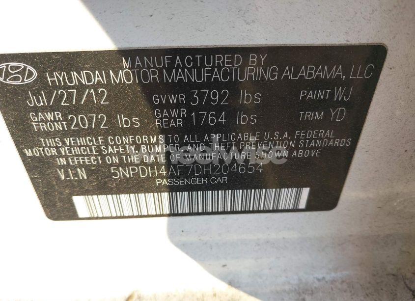 Photo 9 of 2013 Hyundai Elantra GLS (VIN 5NPDH4AE7DH204654)